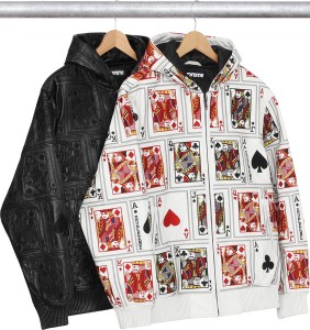 Court Cards Hooded Leather Jacket